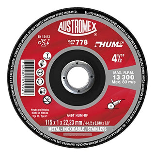 Disco De Corte Metal Austromex 778 4-1/2 Pul - Paq. 35 Pzas Rojo