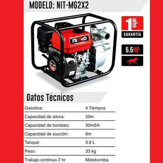 Motobomba Con Motor A Gasolina Nit-mg2x2 Nitro Machinery