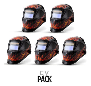 Careta Electrónica Automática Argón S. 9-13 Fire Pack 5 Pzs Negro Y Flamas