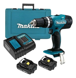 Taladro Rotomartillo Atornillador Inalambrico Makita 18v 1/2 PuLG Dhp453sye + Baterias Turquesa