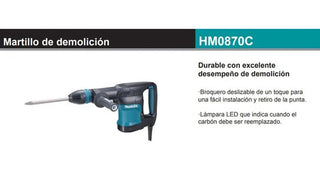 Martillo Demoledor Makita Hm0870c 120v 1100 W 2650gpm