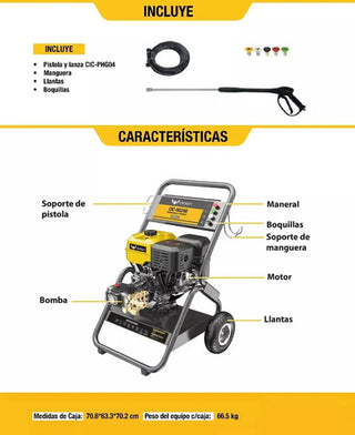 Hidrolavadora A Gasolina Ciclon 13 Hp 248 Bar 3600 Psi Gris Oscuro