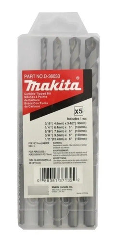 Juego De Brocas P/concreto C/ Punta De Carburo Makita D36033