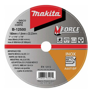 Disco Abrasivo Corte Makita P/inox Pack 20 Pz 7x1/16 B-12500 Plateado