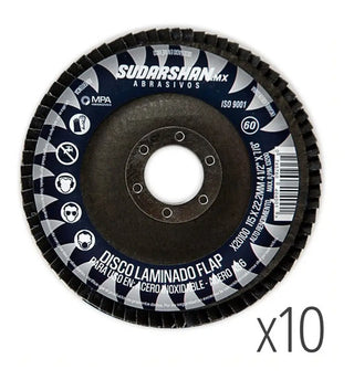 Paquete Discos Laminados Sudarshan Grano 40 Y 60 10 Pzs C/u Negro
