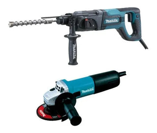 Kit Rotomartillo Y Esmeriladora Angular 41/2 Makita Hr2475x4 Turquesa