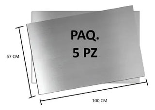 Paq. 5 Pz Lamina Cal 24 2x3ft Inoxidable C/ Vinil Pulida Plateado