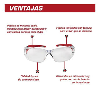 Lentes De Protección Goggles Start Line Red Clear Lincoln E. Rojo