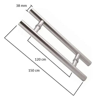 Jaladera Tipo H Inoxidable Satín 1.5 Mt Calibre Resistente Plateado