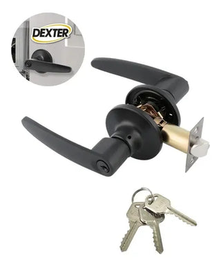 Cerradura Para Puerta Abatible De Zamac Y Acero Dexter 6676 Negro Con Mecanismo Tubular, Incluye 3 Llaves