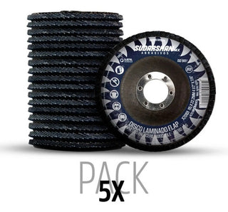 Paquete De 5 Disco De Lija Grano 80 Tipo 29 4 1/2 X 7/8 Azul Negro